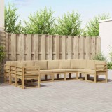 vidaXL Set de canapele de exterior cu pernă 10 pcs Alb și Bej 3388277