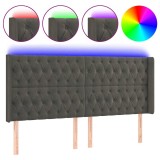 Cumpara ieftin Tablie de pat cu LED, gri inchis, 203x16x118/128 cm, catifea