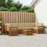 vidaXL Set de canapele de exterior cu pernă 8 pcs Natural și Bej 3384149