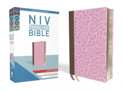 NIV, Thinline Bible, Large Print, Imitation Leather, Pink, Red Letter Edition foto