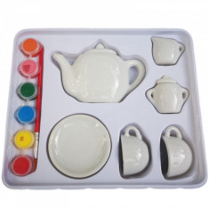 Mini Set de ceai din ceramica pentru pictat, 9 piese. foto