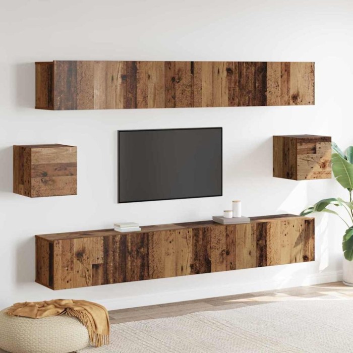 vidaXL Setul de cabineți TV cu 6 piese Lemn Vechi Lemn Prelucrat 3393285