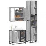 VidaXL Set mobilier de baie, 3 piese, gri sonoma, lemn prelucrat