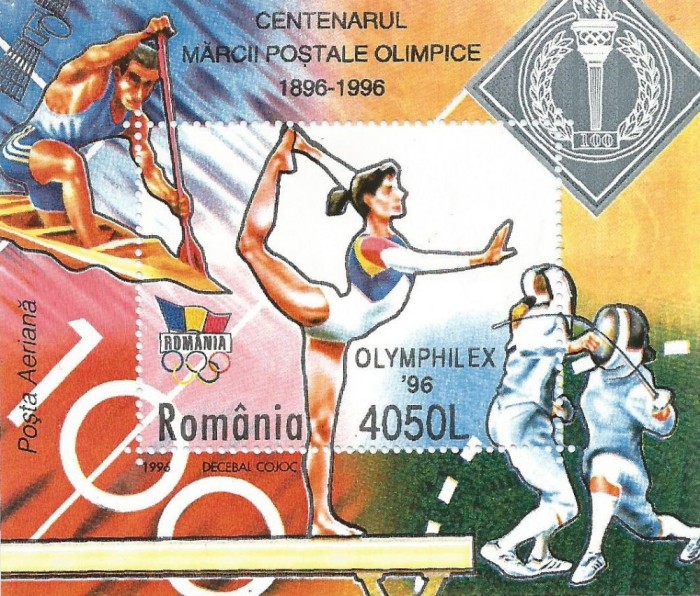 |Romania, LP 1417/1996, Exp. Fil. Int. &quot;Olimphilex &#039;96&quot; Atlanta, col. dant., MNH