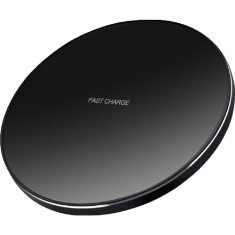 Incarcator Wireless , Fast Charge, 15W, Ultra Slim, compatibil cu iPhone, cablu inclus, Rotund, Negru