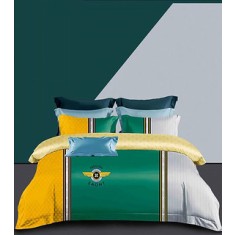 Lenjerie de pat pentru o persoana cu husa de perna dreptunghiulara, Althea, bumbac mercerizat, multicolor