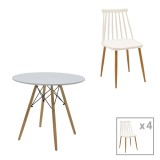Cumpara ieftin Set masa si scaune 5 buc Aurora-Julita Pako World Alb 80x80x73 cm