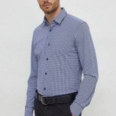 BOSS cămașă bărbați, culoarea bleumarin, cu guler clasic, slim 50508738