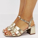 Sandale elegante aurii cu toc masiv BYX9232 M12, 36, 38 - 41, Auriu