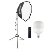 Softbox Parabolic, LED 120W, telecomanda control la distanta, stand ajustabil, iluminare profesionala pentru studio foto si video