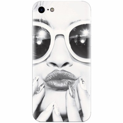 Husa silicon pentru Apple Iphone 5c, Black And White Portrait Blonde Model In Fashion Sunglasses foto
