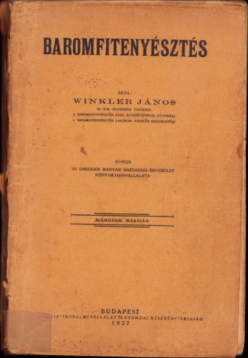 HST 686SPN Baromfiteny&eacute;szt&eacute;s irta Winkler J&aacute;nos 1927