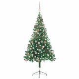 Cumpara ieftin Brad de Craciun pre-iluminat cu globuri, 150 cm, 380 de ramuri