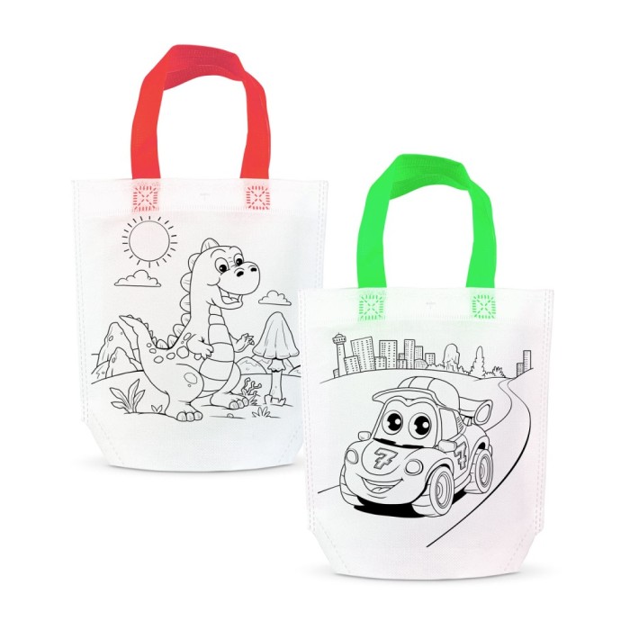 Geanta Cadou Colorabila - Cu 4 Markere, 24 x 22 cm - 2 Modele Dinozauri Best CarHome