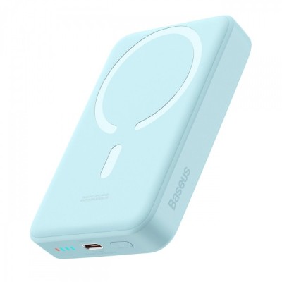 Baterie Externa Wireless Baseus Magnetic Mini, 10000mAh, 30W, PD + FQI, 1 x QI - 1 x USB-C, Albastra PPCX110203 foto