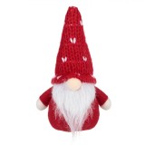 Figurina Decorativă de Crăciun, Gnome, Model cu Căciulă Tricotată, Culoare Roșu, &Icirc;nălțime 17 cm, Material Poliester, Oem
