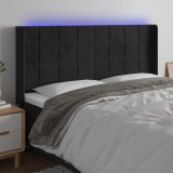 Cumpara ieftin Tăblie de pat cu LED, negru, 163x16x118/128 cm, catifea