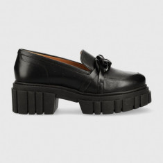 Charles Footwear mocasini de piele Saline femei, culoarea negru, cu platforma, Saline.Loafer