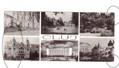CP mare Cluj-Napoca - Mozaic, RSR, circulata 1967, stare relativ buna foto