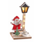 Decoratiune cu led Craciun lemn multicolor II 10.5x9x18.5 cm
