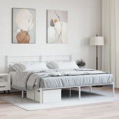 vidaXL Cadru de pat metalic cu tăblie, alb, 180x200 cm 355712