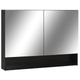 Cumpara ieftin Dulap de baie cu oglinda si LED-uri, negru, 80x15x60 cm, MDF