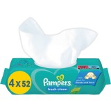 Pampers Fresh Clean Șervețele umede pentru copii pentru piele sensibila 4x52 buc