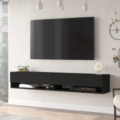 Comoda TV cu 2 usi Laitila 29,5x180x31,5cm negru [en.casa] HausGarden Leisure foto