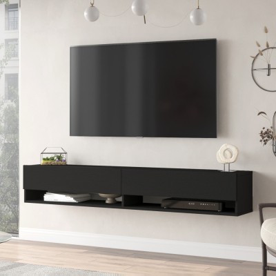 Comoda TV cu 2 usi Laitila 29,5x180x31,5cm negru [en.casa] HausGarden Leisure foto