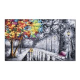 Tablou indragostiti dormitor, living pictat manual, Impreuna pe aleea vietii, 100x60cm ulei pe panza, Superb