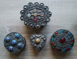 Lot 4 cutiuțe vechi metal, handmade