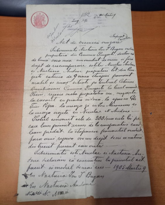 AMS @ - ACT DE VEȘNICĂ V&Acirc;NZARE, VASLUI, ANUL 1905