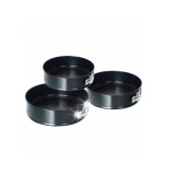 Set 3 forme antiaderente pentru copt tort, prajituri, cu perete detasabil, 24 , 26, 28 cm, negre, Kinghoff