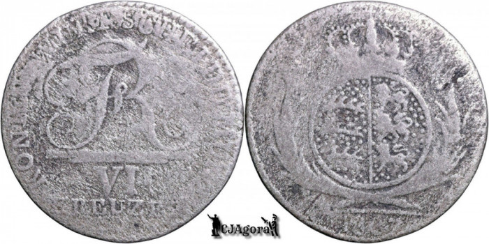 1807, 6 Kreuzer - Frederic I - Regatul W&uuml;rttemberg