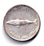 CANADA 10 CENTI CENTS 1967 ARGINT VF+ XF