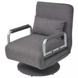 vidaXL Scaun pivotant și canapea extensibilă, gri &icirc;nchis, textil