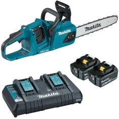 Drujba (fierastrau) cu lant pe acumulator Makita DUC355PT2,2 X 18 V,lungime lama 35 cm,viteza lant 20 m/s,pas lant 3/8,canelura lant 1.1 mm,contine 2
