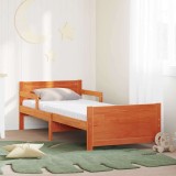 vidaXL Cadru de pat cu saltea cu headboard Maro ceruit 80 x 200 cm 3385960