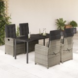 VidaXL Set mobilier de grădină cu perne, 5 piese gri deschis poliratan