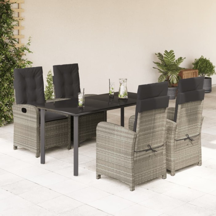 vidaXL Set mobilier de grădină cu perne, 5 piese gri deschis poliratan 3212424