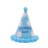 Set 6 coifuri birthday boy, flippy, pentru petrecere, tematica aniversare, model cu buline, albastru