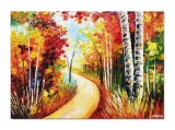 Cumpara ieftin Tablou pictat manual, Armonia naturii, 70x50cm ulei pe panza in cutit, gata de expus pe perete