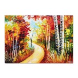 Tablou pictat manual, Armonia naturii, 70x50cm ulei pe panza in cutit, gata de expus pe perete