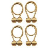 Cumpara ieftin Set 4 magneti decorativi pentru perdele si draperii, tip snur, poliester, 44 cm - Maro deschis