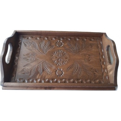 Tava sculptata manual decorativa decor casa tava de servire pentru farfurie mancare tava din lemn rustic foto