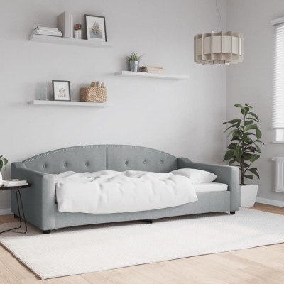 vidaXL Cadru de pat, gri deschis, 100 x 200 cm, material textil foto