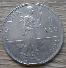Moneda argint 1 leu 1914 foto