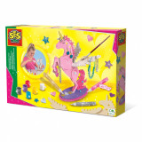 Kit creativ pentru copii cu suport de bijuterii cu unicorn si sclipici
