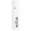 Dulap inalt, alb extralucios, 34,5x34x180 cm, lemn prelucrat