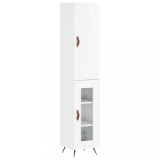 Dulap inalt, alb extralucios, 34,5x34x180 cm, lemn prelucrat